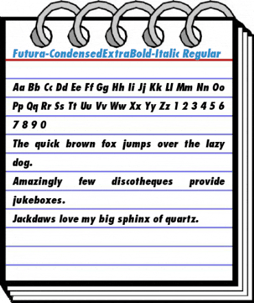 Futura-CondensedExtraBold-Italic Regular Font