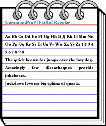 GaramondNo9TExtBol Regular Font