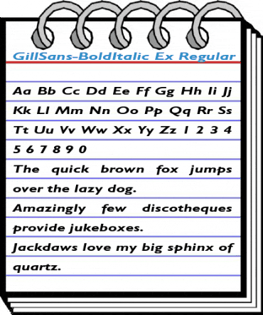 GillSans-BoldItalic Ex Regular Font