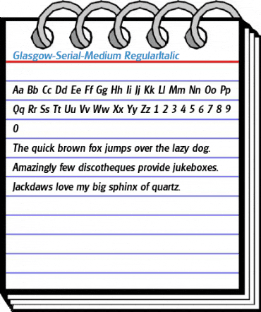 Glasgow-Serial-Medium RegularItalic Font