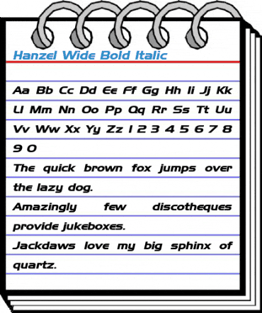 Hanzel Wide Bold Italic Font