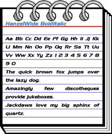 HanzelWide BoldItalic Font