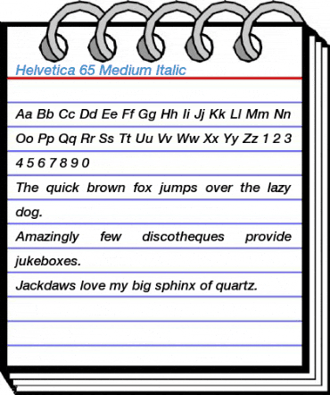 Helvetica 65 Medium Italic Font