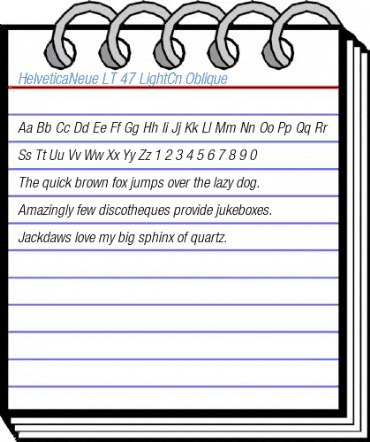 HelveticaNeue LT 47 LightCn Oblique Font