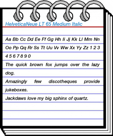 HelveticaNeue LT 65 Medium Italic Font