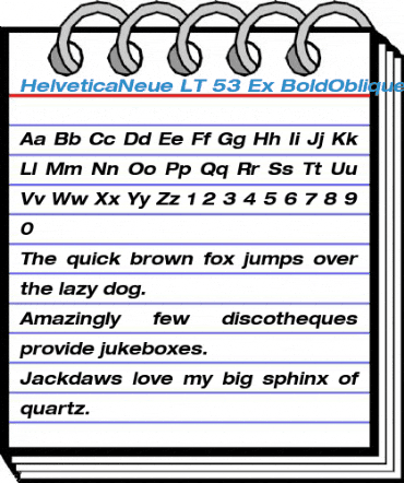 HelveticaNeue LT 53 Ex BoldOblique Font