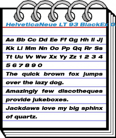 HelveticaNeue LT 93 BlackEx Oblique Font