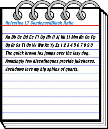 Helvetica LT CondensedBlack Italic Font