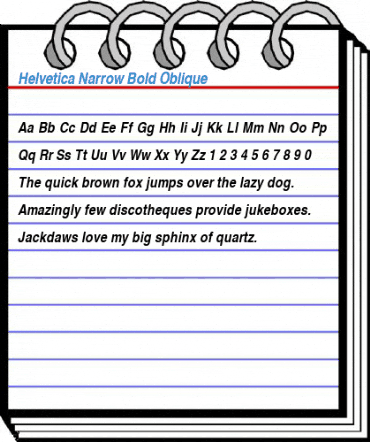 Helvetica Narrow Bold Oblique Font