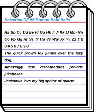 Helvetica CE 55 Roman Bold Italic Font