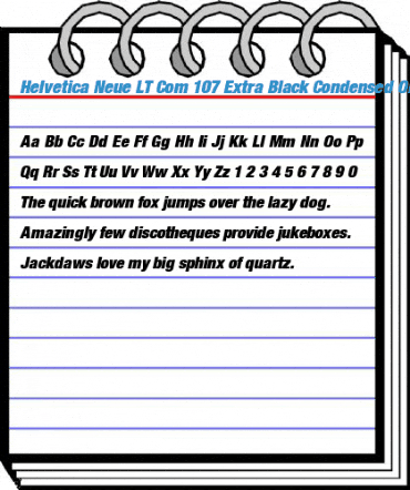 Helvetica Neue LT Com 107 Extra Black Condensed Oblique Font