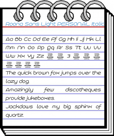 Roona Sans Light PERSONAL Italic Font