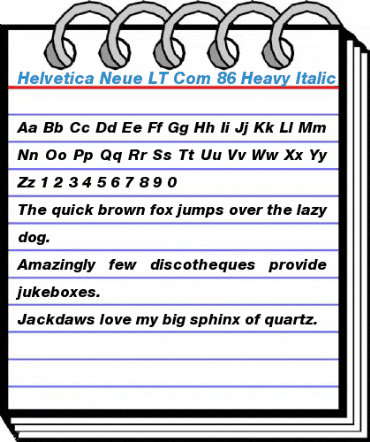 Helvetica Neue LT Com 86 Heavy Italic Font