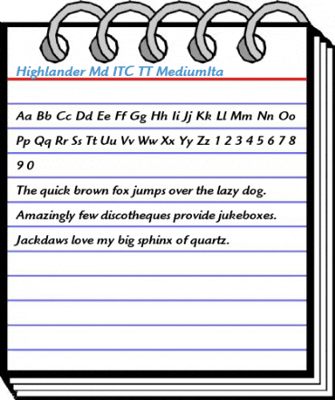 Highlander Md ITC TT MediumIta Font