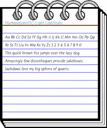 HumanaSansITC-Light LightItalic Font