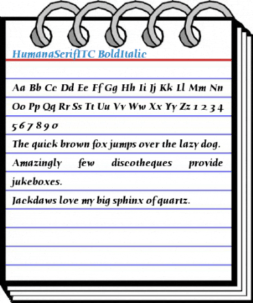 HumanaSerifITC BoldItalic Font