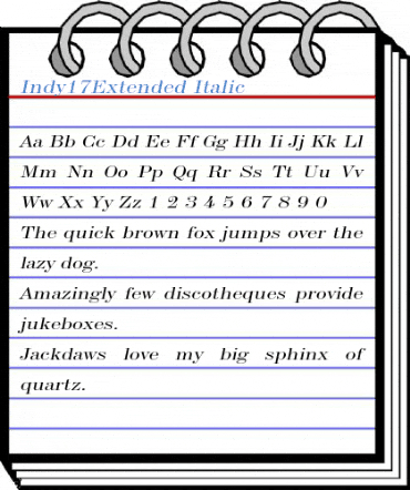 Indy17Extended Italic Font