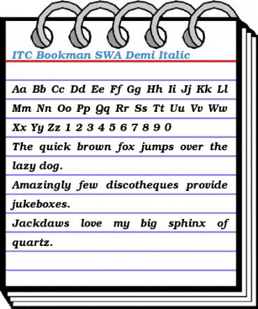 ITC Bookman SWA Demi Italic Font