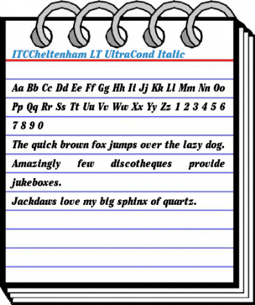 ITCCheltenham LT UltraCond Italic Font