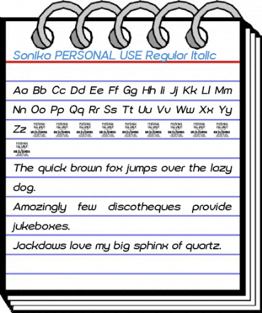 Sonika PERSONAL USE Regular Italic Font
