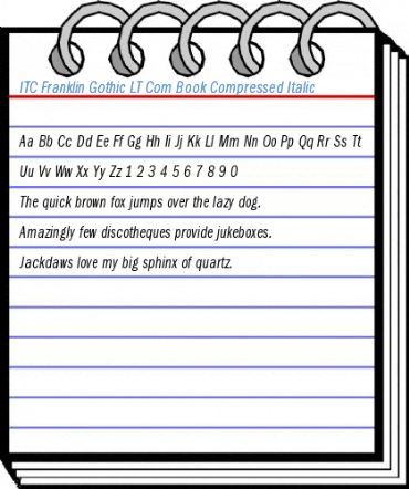 ITC Franklin Gothic LT Com Book Compressed Italic Font