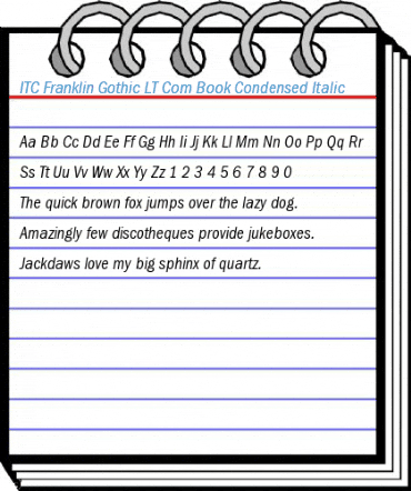 ITC Franklin Gothic LT Com Book Condensed Italic Font