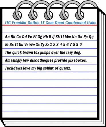 ITC Franklin Gothic LT Com Demi Condensed Italic Font