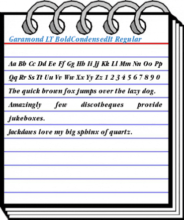 Garamond LT BoldCondensedIt Regular Font