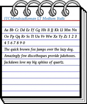 ITCMendozaRoman LT Medium Italic Font