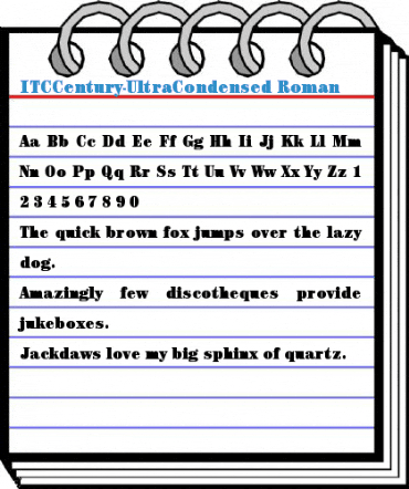 ITCCentury-UltraCondensed Roman Font