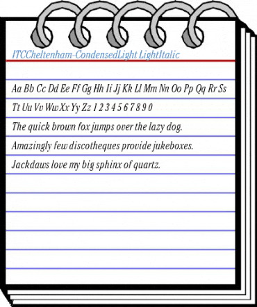 ITCCheltenham-CondensedLight LightItalic Font