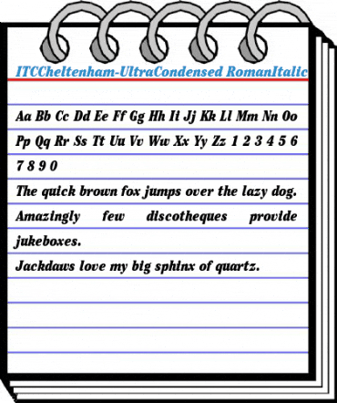 ITCCheltenham-UltraCondensed RomanItalic Font