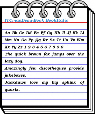ITCmanDemi-Book BookItalic Font