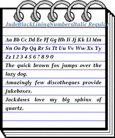 JudeBlackLiningNumbersItalic Regular Font
