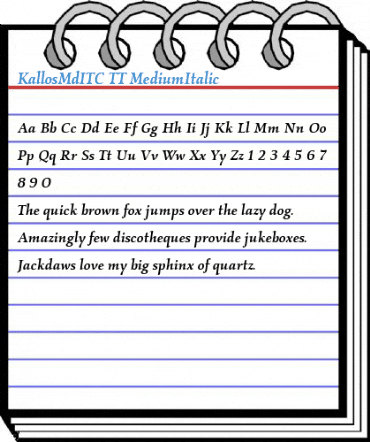 KallosMdITC TT MediumItalic Font