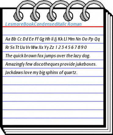 LesmoreBookCondensedItalic Roman Font
