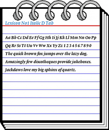 Lexicon No1 Italic D Tab Font