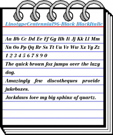 LinotypeCentennial96-Black BlackItalic Font