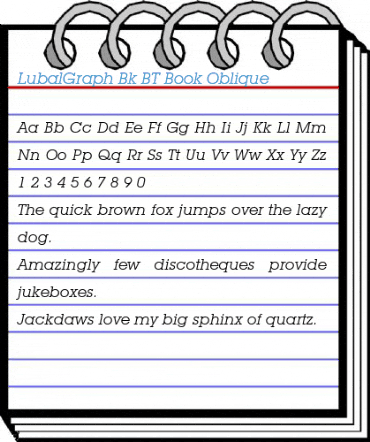 LubalGraph Bk BT Book Oblique Font