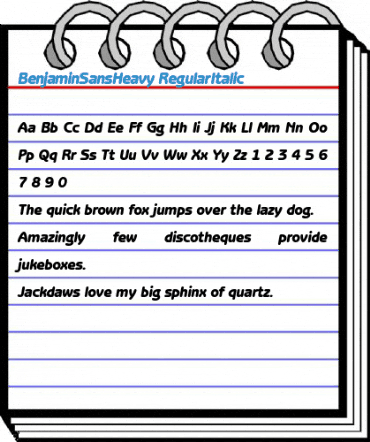 BenjaminSansHeavy RegularItalic Font