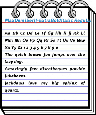 MaxDemiSerif-ExtraBoldItalic Regular Font