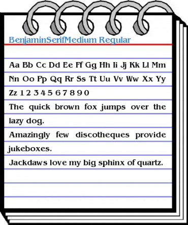 BenjaminSerifMedium Regular Font