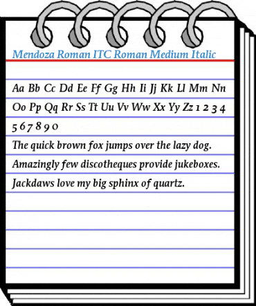 Mendoza Roman ITC Roman Medium Italic Font