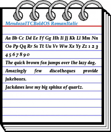 MendozaITCBoldOS RomanItalic Font