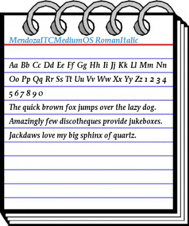 MendozaITCMediumOS RomanItalic Font