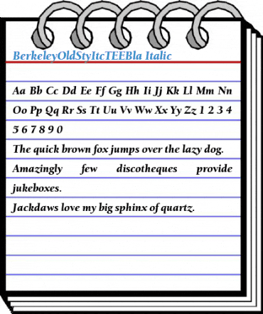 BerkeleyOldStyItcTEEBla Italic Font