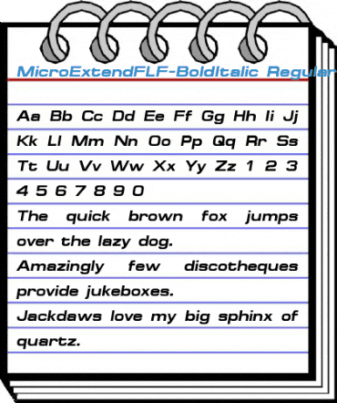 MicroExtendFLF-BoldItalic Regular Font