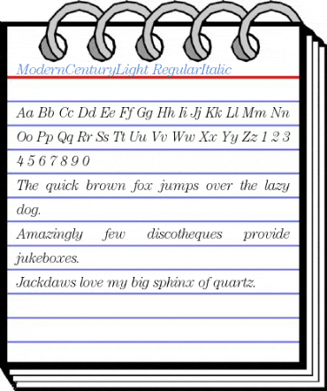 ModernCenturyLight RegularItalic Font