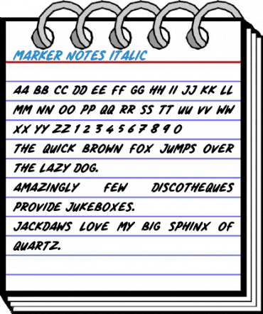 Marker Notes Italic Font