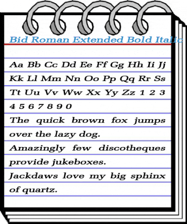 Bid Roman Extended Bold Italic Font